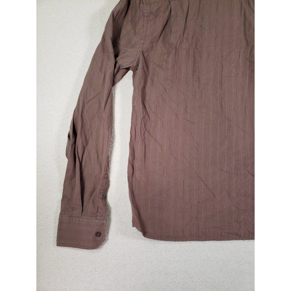 Fossil Shirt Mens Small Cotton Blend Button Up Lightweight Collared Brown - Picture 10 of 12